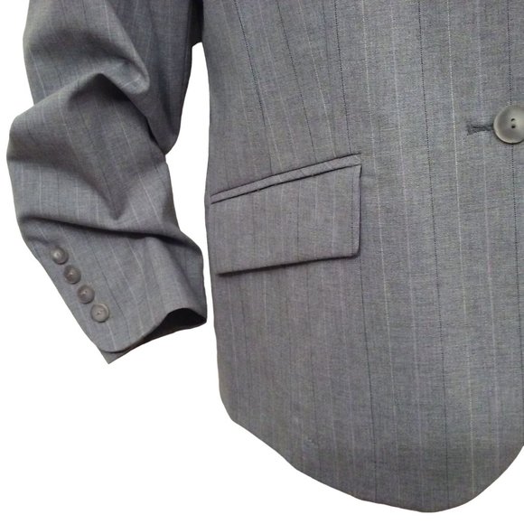 Vintage 90s Pendleton Savvy Wool Stretch Pinstripe Blazer Ladies-8 Repaired Grey - Picture 11 of 12